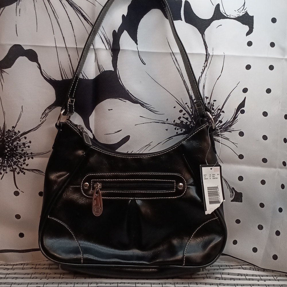 Treviso Black Pleather Hobo Bag